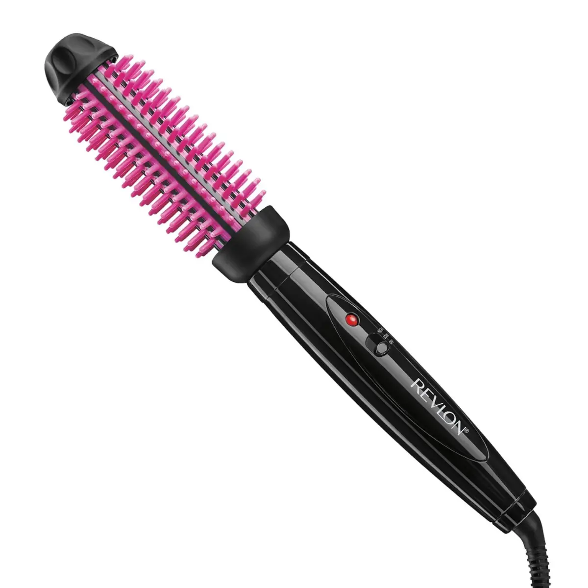 REVLON Silicone Bristle Heated Hair Styling Brush - 1" Barrel, Cool Tip Safe, Dry Use, Short-Medium Length, Swivel Cord, Smoothing, Fast Volume, Long-Lasting Full-Body Styles (Black/Pink), Dry Hair Use, Volume Boost