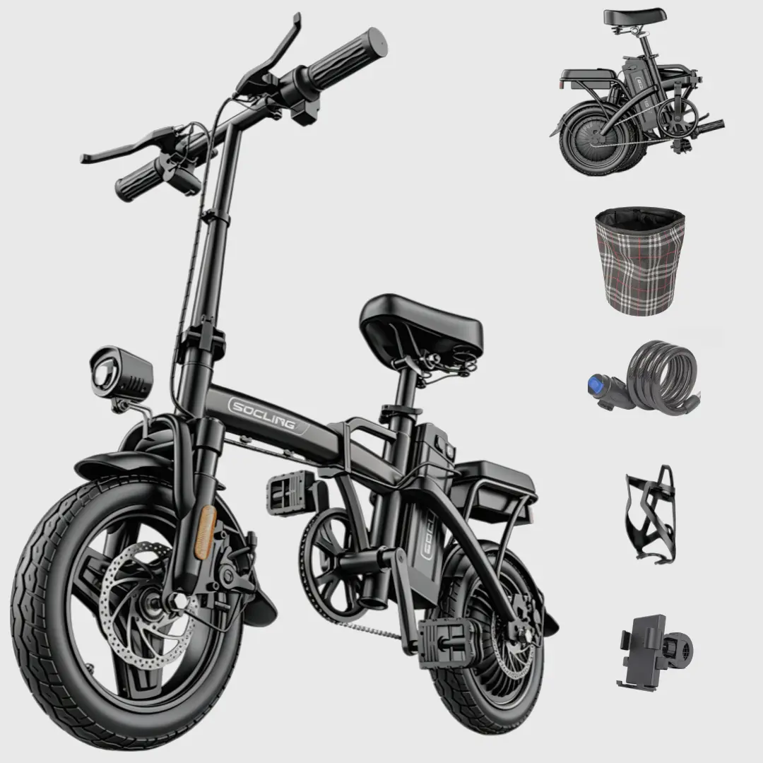Folding Electric Bike for Adults, Compact Commuter E-Bike, 1000W Peak Motor, 50KM Range, Portable Design long-lasting battery