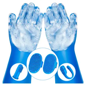 6-Piece Pet Grooming Kit – Dog, Cat & Horse Bath Gloves, Shampoo Brush & Massage Mitts – Gentle Bathing & Fur Deshedding Tool for Dogs, Cats, and Horses