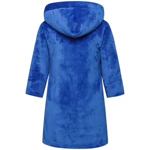 Soft, plush flannel robes with hoods and pockets, suitable for ages 1 to 18