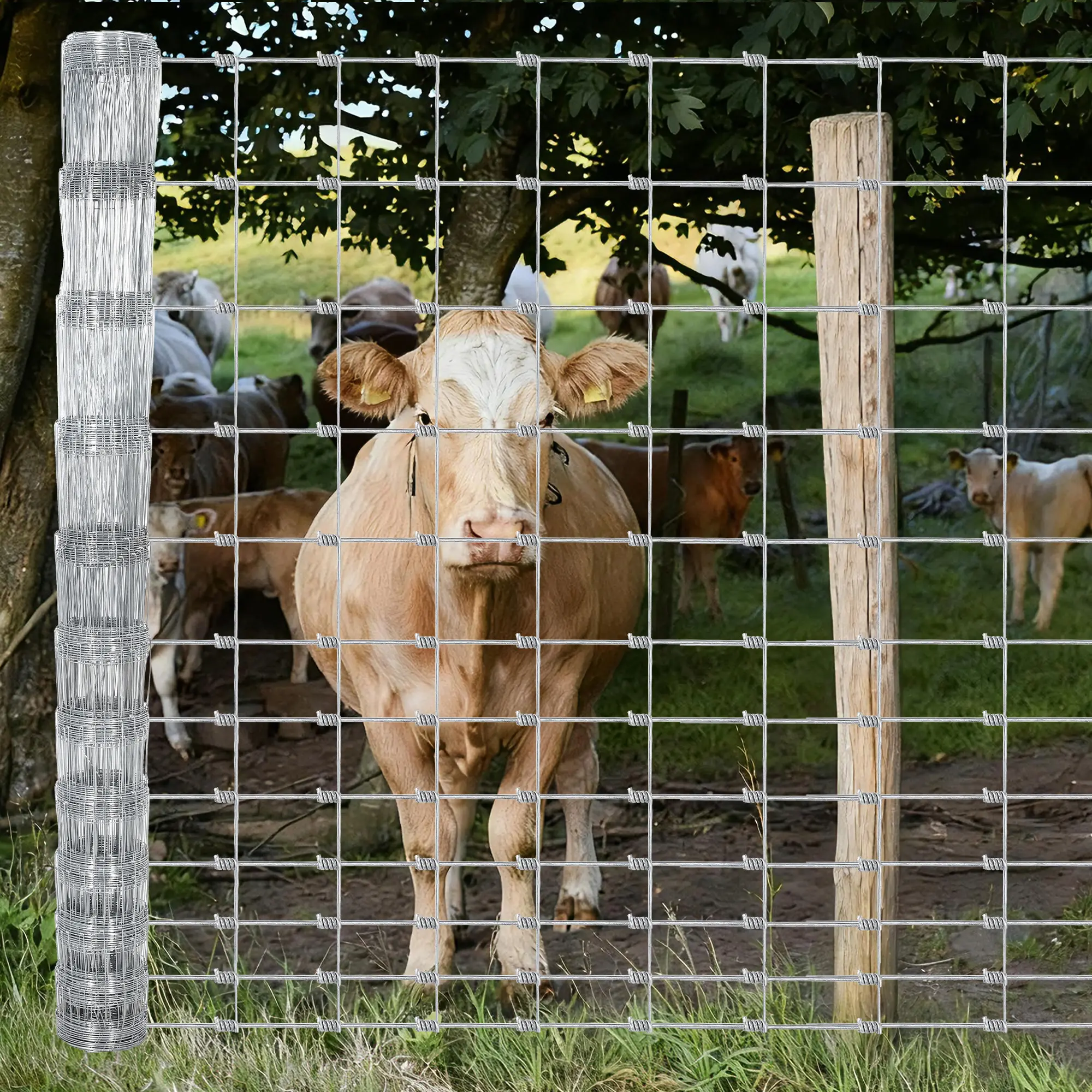 Garvee Heavy-Duty Galvanized Wire Livestock Fence – Corrosion Resistant Metal Mesh for Cattle, Goat, and Deer – Durable Farm and Ranch Barrier – Multiple Sizes Available