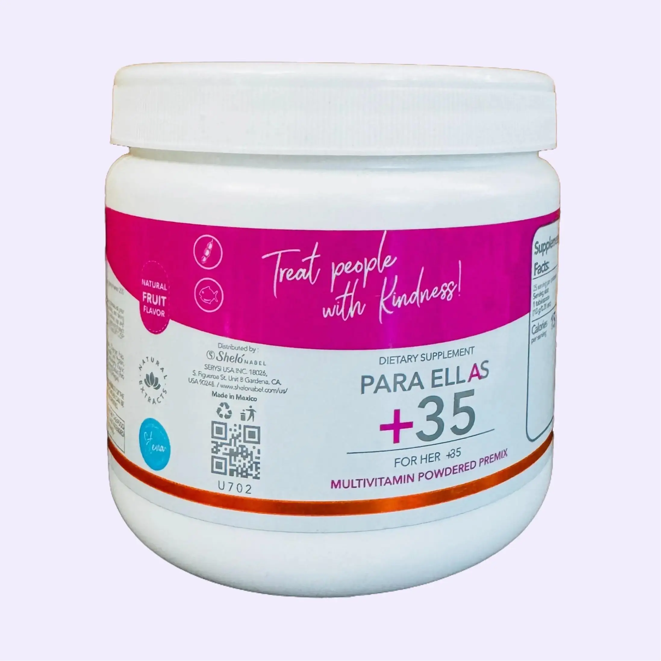 Shelo NABEL Para Ellas +35 Multivitamin Powdered Premix for Women Aged 35+ Natural Fruit Flavor Organic Dietary Supplement Fitness