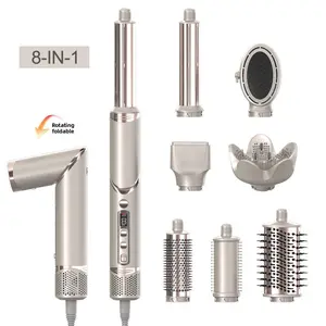 8 in 1 Foldable Ionic Hair Dryer Set with Detachable Nozzle Blow Dry Comb Fast Drying Styling for Women Men TikTok Hot