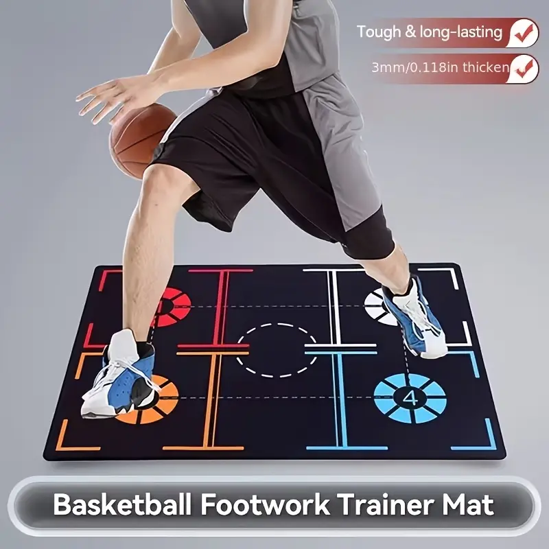 Portable Basketball Dribbling Trainer Mat - Anti-Slip, Noise-Reducing Indoor Practice Pad for Footwork, Ball Handling, Agility, Speed, Coordination - Travel, Home Workouts Gear for Teens, Adults, Children