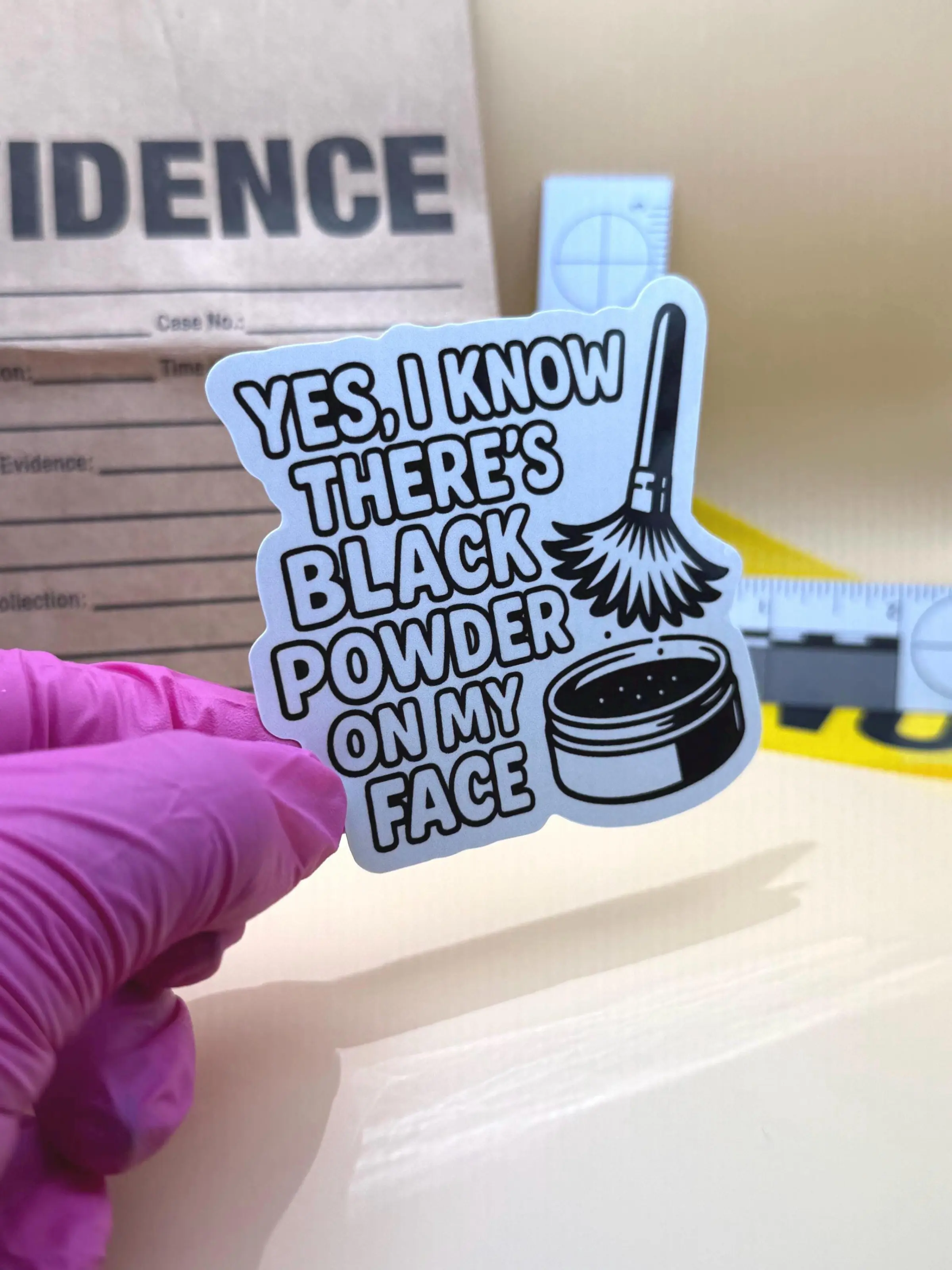Black Powder CSI Sticker: Forensic Science Vinyl Decal