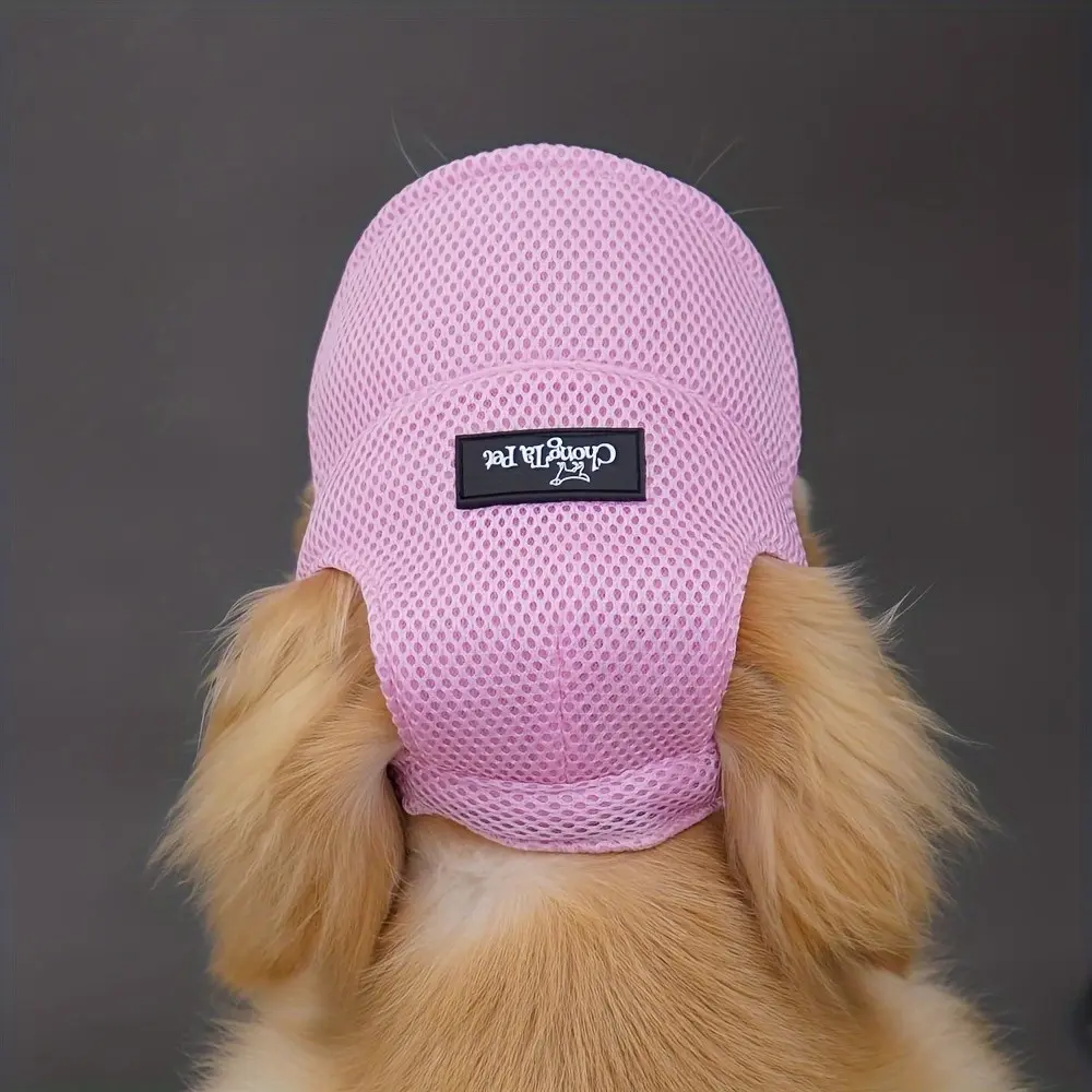 1 PC Breathable Mesh Dog Baseball Cap Clothing, Light Hat with Ear Piercings, Adjustable Chin Strap, Ideal for Golden Retrievers, Corgis, Spring Summer Fall