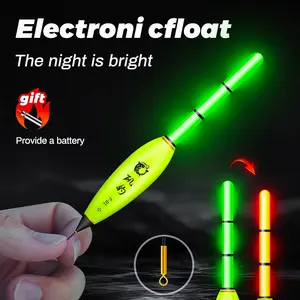 Electronic Fishing Float with Battery, Day and Night Use, Sea Trout Fishing, Color-Changing Light, Ringed Float Foot, Night Glow Float