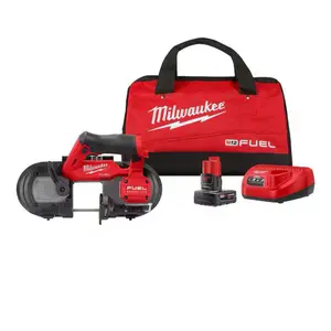 Milwaukee M12 FUEL 12V Lithium-Ion Cordless Compact Band Saw XC Kit with One 4.0 Ah Battery, Charger and Bag