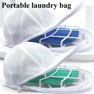 1-piece baseball cap cleaning rack, cleaning cage, including a laundry bag + rack, mesh hat cleaner, Wash bags, baseball cap cleaning equipment, durable hat laundry cage with a drying stand, protection against dust and debris, for use i