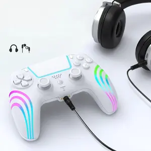 Hall Effect Anti-Drift PS5 Controller Dual Vibration Turbo Function 3RGB Color Gaming Gamepad 6Axis Gyro Wired Game Controller With Headphone Jack