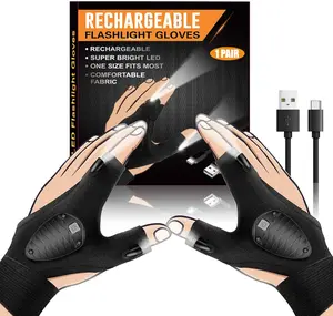 Rechargeable LED Flashlight Gloves , Birthday Christmas Valentines Father's Day Gifts for Men Dad from Daughter Son, Cool Gadget Tool Hands-Free Lights for Fishing Repairing Camping