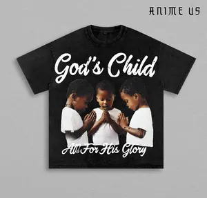 Vintage GOD'S CHILD - ALL FOR HIS GLORY Print Graphic Cotton Washed Tee, Children First Sunday T-Shirt, Oversized, Christian Apparel Streetwear Christian Merch Church Outfit Gym Pump Cover