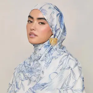 Versatile Watercolor Print Headscarf Soft Breathable Hijab MH165
