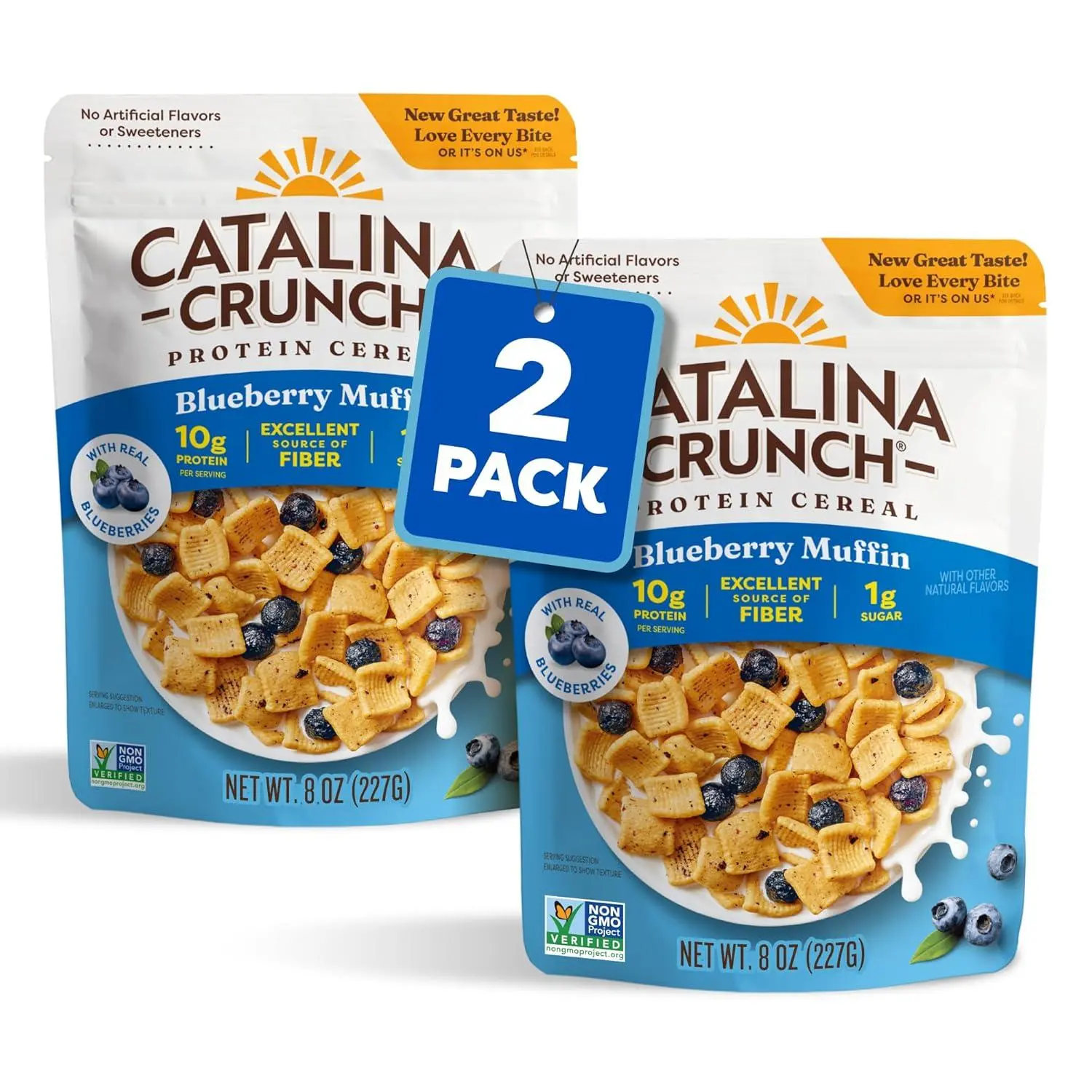 Catalina Crunch Protein Cereal, Blueberry Muffin, 8 oz Bag (Pack of 1) | 10g of Protein, No Added Sugar, Gluten Free, Breakfast Cereal, Packaging May Vary