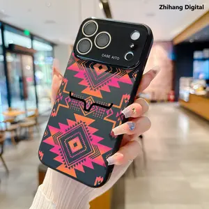 Tribal Geometric Style Aztec Pattern Dopamine Ins Style Solid Color Phone Case with Ultra Skin friendly Touch, camera lens protective film Phone Case for Apple iPhone 17 Pro Max Air 16 15 14 13 12 Cover Anti-drop Silicone Shockproof Cellphone Cover