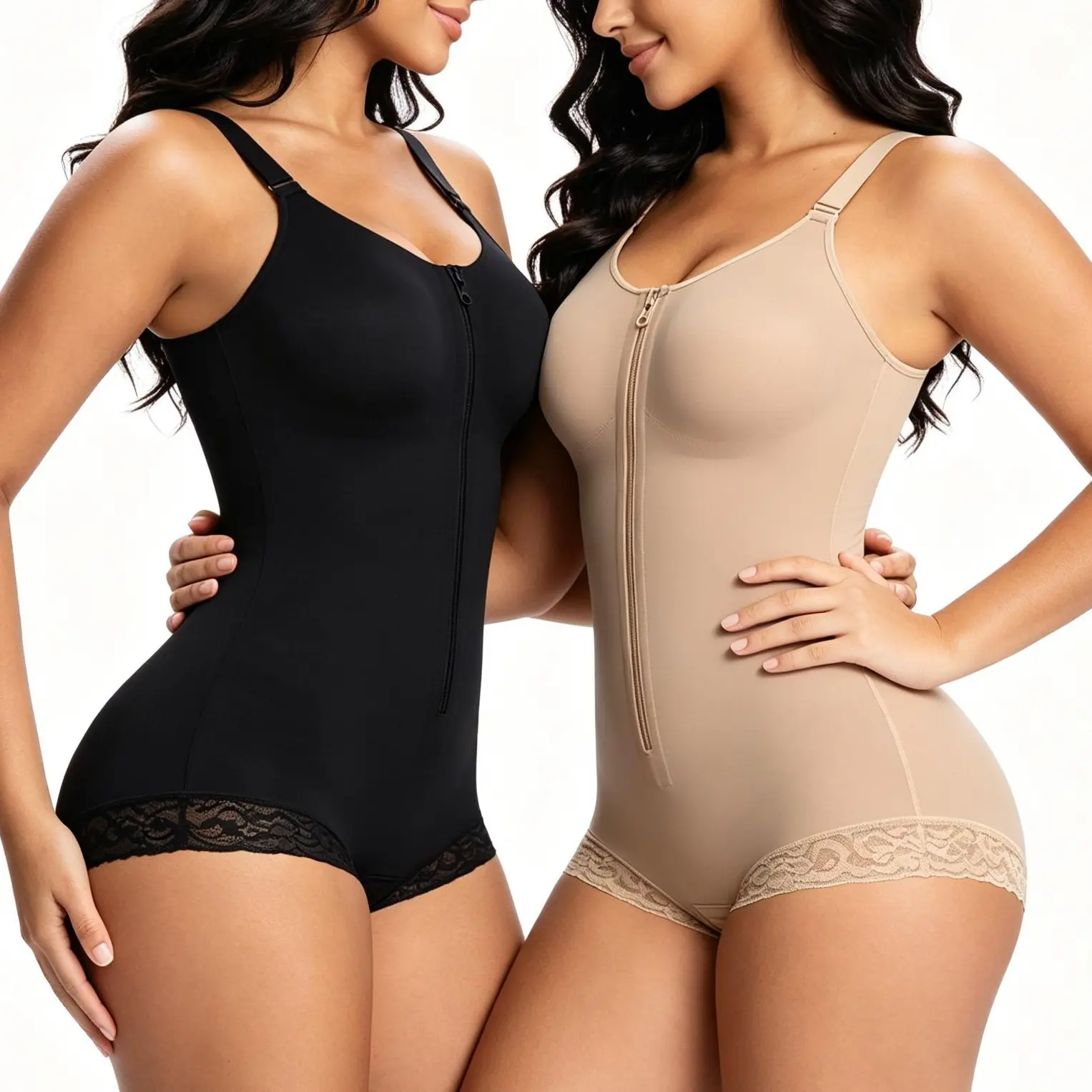 Women's Fajas Colombianas Shapewear Waist Trainer for Women Waist Cincher Shaper Tummy Control Butt Lifter Shaper with Zipper Crotch Detachable Shoulder Strap Suitable for Daily Wear or Training Underwear