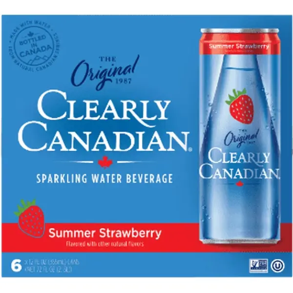 Clearly Canadian Summer Strawberry Sparkling Water – 12 fl oz Bottles, 6 Pack