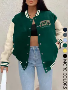 New Women's Baseball Jacket Fall Winter, Creative Letter Print, Casual Sporty Coat, Comfortable Versatile Jacket, Multiple Trend Colors