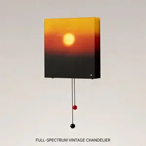 High-End Sunset Wall Lamp Pull-Cord Adjustable Sunrise & Sunset Mood Light, Entryway Wall Art Ambient Lamp, Rechargeable No-Wiring Bedroom Bedside Wall Light,Home decor,bedroom decor