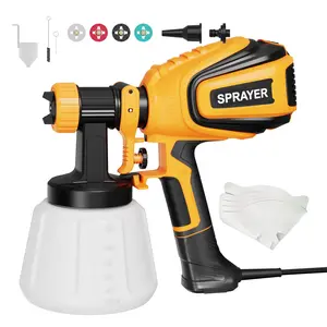 Sprayer 700W HVLP Paint Sprayer with 4 Nozzles & 3 Spray Patterns for Furniture Cabinets Walls Doors Garden Chairs Easy to Clean with Dust Blowing Joint & Cleaning Connector