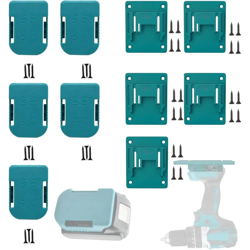 20PCS Heavy-Duty Wall Mount Tool Holder Compatible with Makita 18V Battery Tools, 10 Pack Drill Tool Hanger Holders Brackets, 10 Pack Wall Mount Battery Dock Holder with Screws