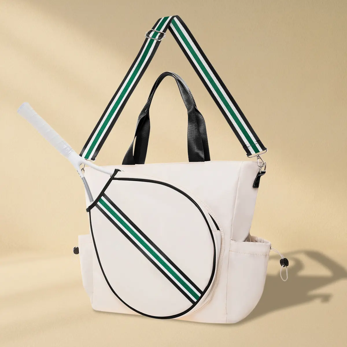 Tennis Striped Tote Bag - Versatile Design for Sports and Everyday Use