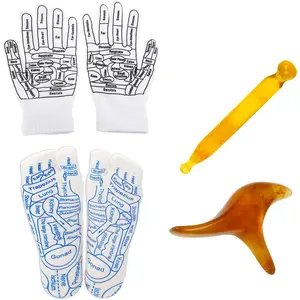 Reflexology Socks and Gloves Tool Set, Acupressure Reflexology Sock Pen Massage Tools for Women,  Remedy for Foot and Hand Massage Tools