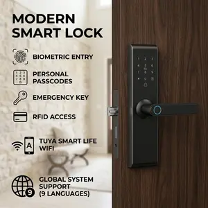 AI Biometric Smart Lock with Tuya WiFi, Keyless Home Entry 5050 Mortise Door Lock, Security Lock Upgrade for Home