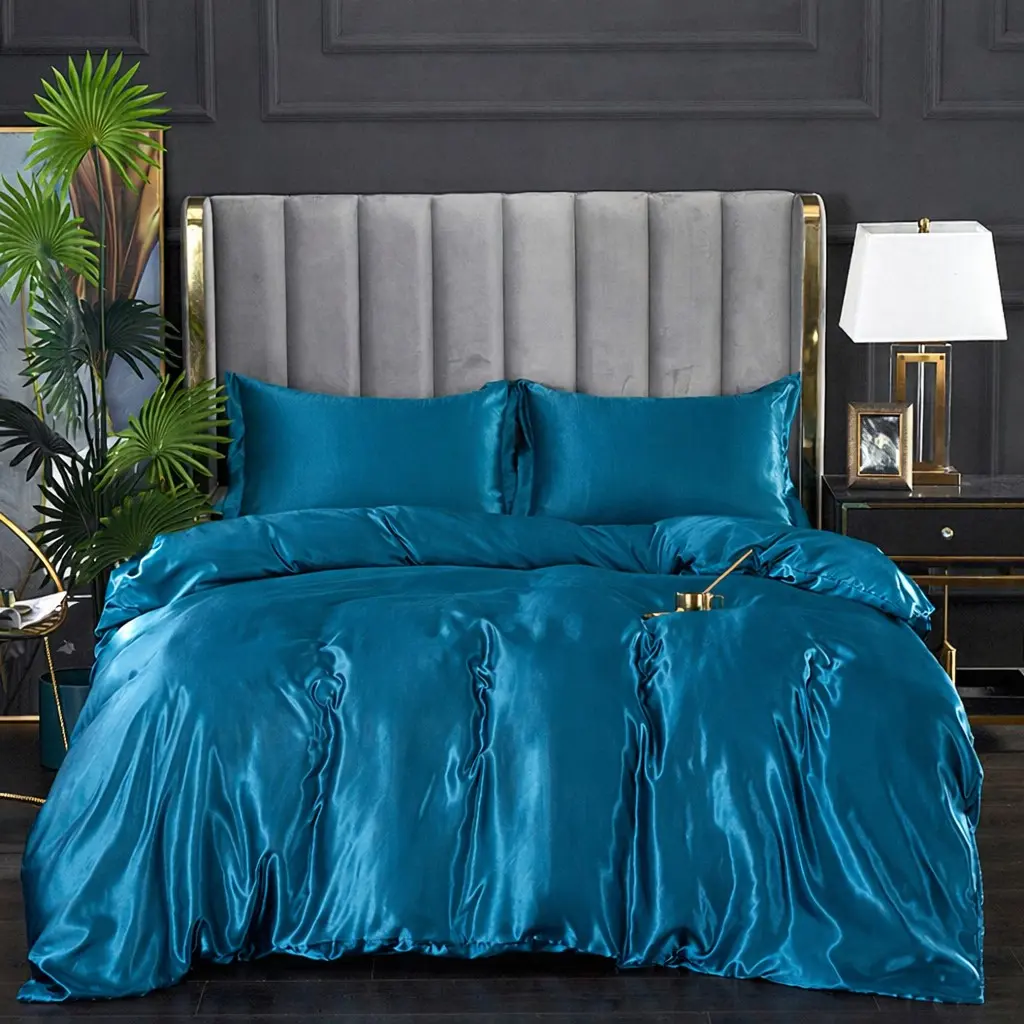 Solid Color Satin Cozy Bedding Set, 1 Count Soft Comfortable Duvet Cover & 1/2 Counts Pillowcase without Filler, Bedding Supplies for Home Bedroom Hotel