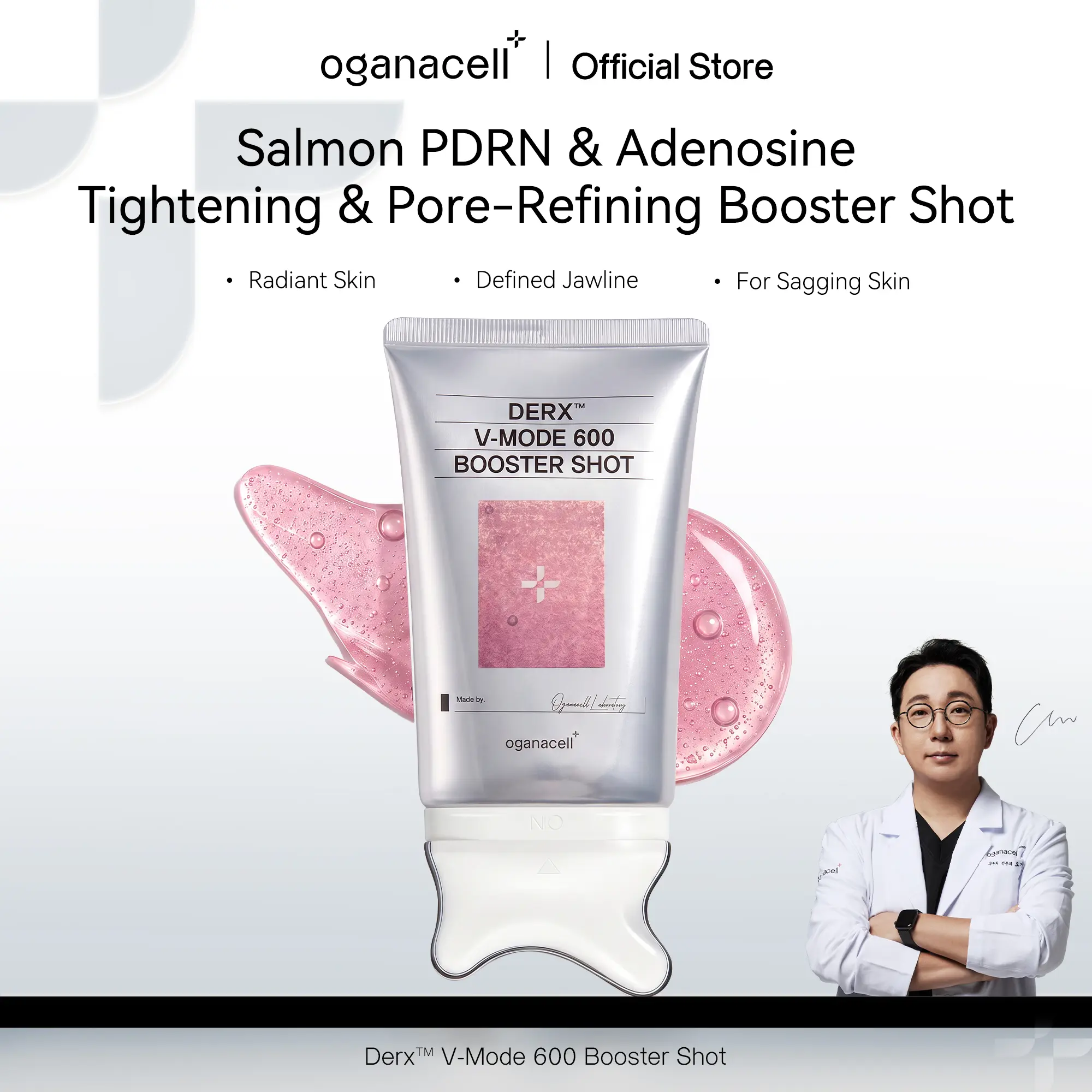 Oganacell Salmon PDRN 600 Booster Shot for Skin Tightening, Pore Refining & Radiance, At-Home Facial Care for Sagging Skin | Korean Skincare