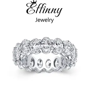 Effinny 8.5ct Full Eternity Oval Cut Wedding Ring,5A Cubic Zirconia Stackable Ring for Women In Sterling Silver Outdoorfun, Elegant Everyday Ring, Adults