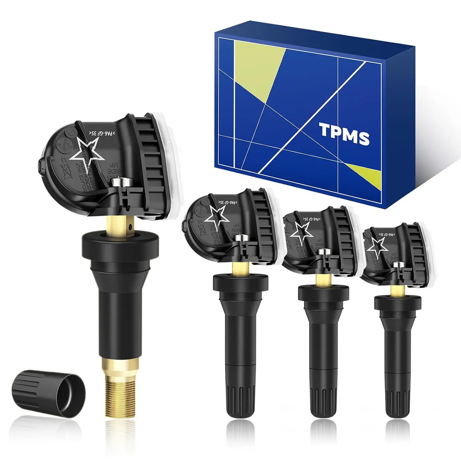 TPMS(Tire Pressure Monitoring Sensor) 315Mhz Pre-Programmed FIT GM 4PCS | TPMS Compatible with Chevy Silverado 07-19|Tahoe 07-20|Cadillac Escalade 07-20|Buick Encore 13-22|Enclave 08-17/OE#13598771