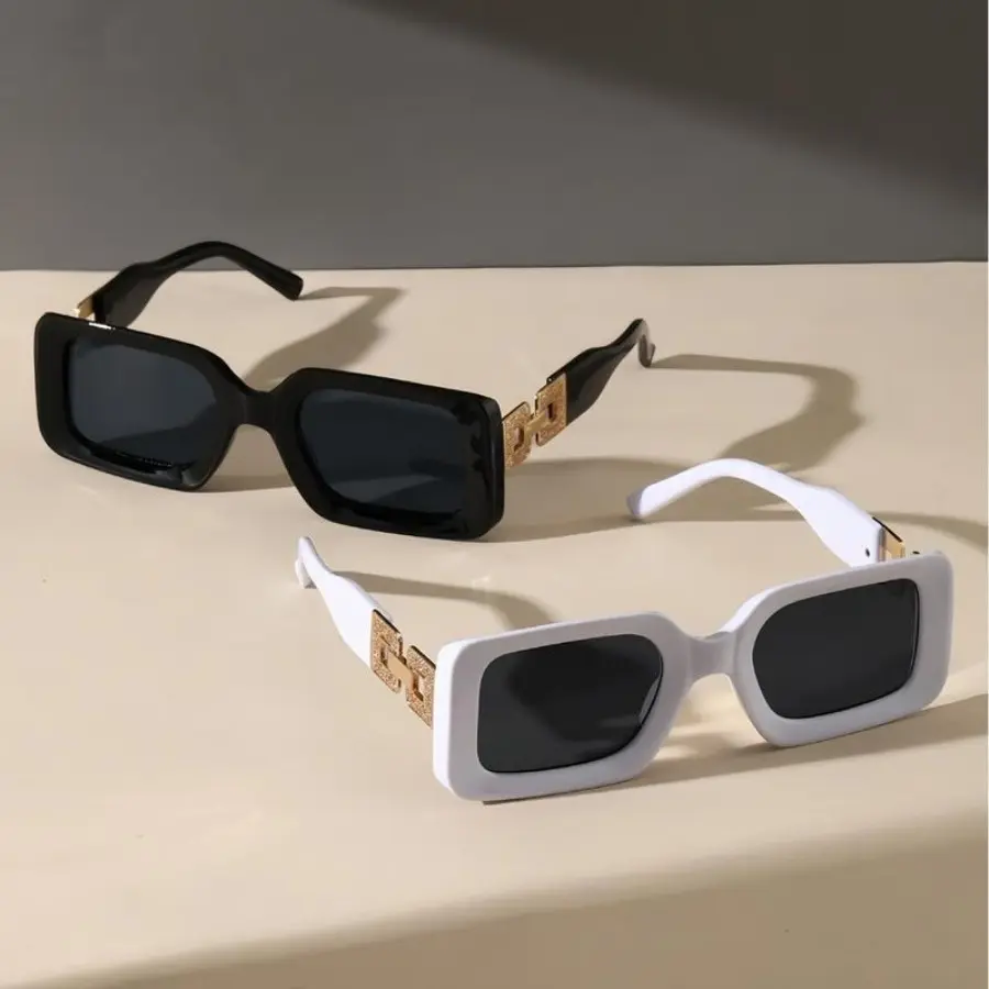 Women’s 2026 New 2-Pack Anti-UV UV400 Blue Light Blocking Oversized Square Sunglasses - Chic, Semi Rimless, Hollow Rhinestone, Vintage, Avant-Garde Eyewear for Fall Anti-Eyestrain, Vintage Sunglasses, Chic Sunglasses
