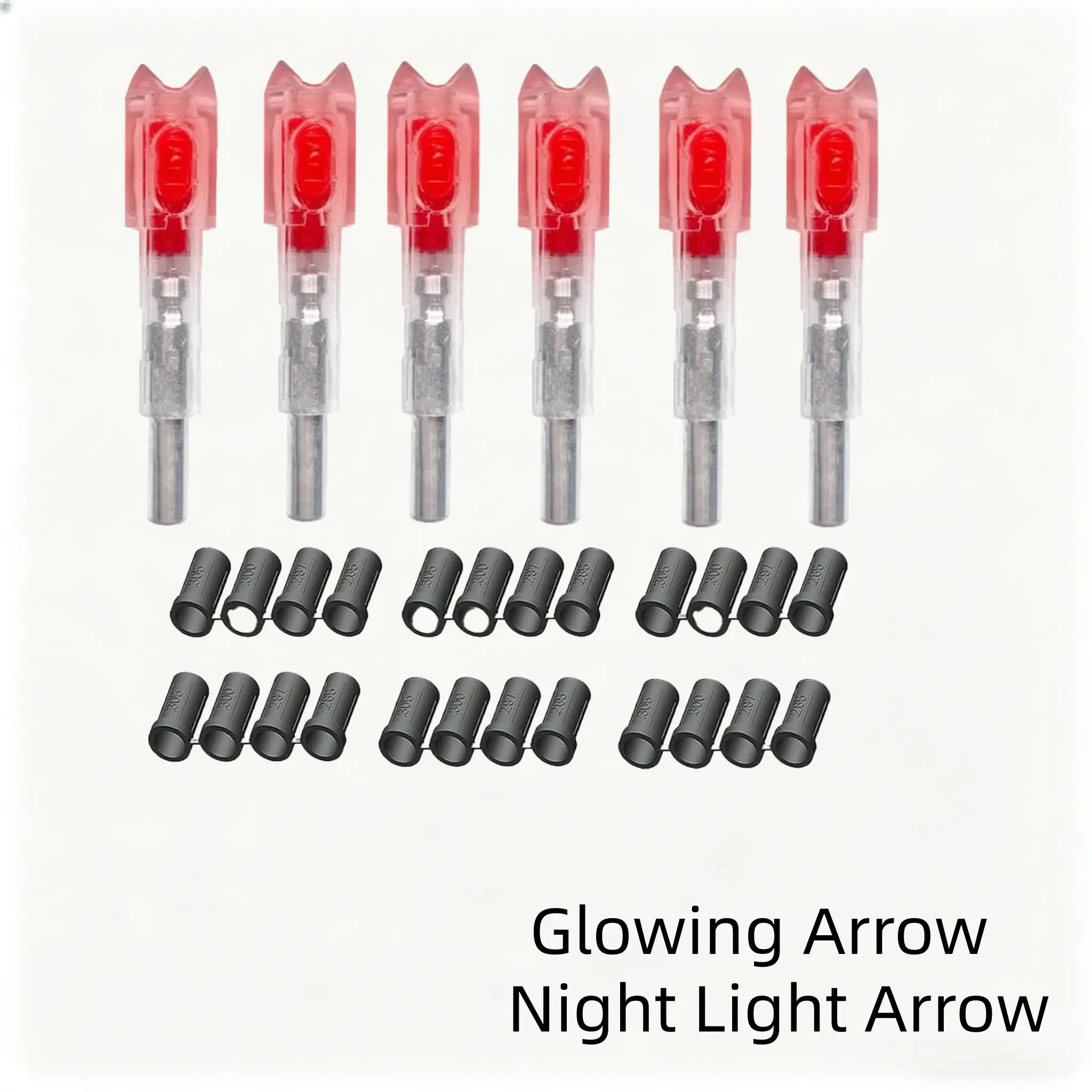 6PCS Illuminated Arrow Fletchings - Glow-in-the-Dark, Lightweight, Easy Attach for Crossbows, Hunters, Archers & Arrows