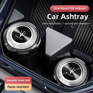 Car ashtray with lid ceramic lining flame retardant car ashtray For Maserati Levante Ghibli MC20 Grecale Quattroporte GranTurismo President GranCabrio Coupe Spyder