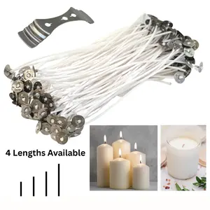 Wicks for Candle Making, Candle Wick Set, Organic Low Smoke Natural Cotton Pre-Waxed Wicks, Gift for Maker, 4 Lengths, Pack of 110 - 130 Pcs