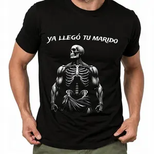Classic cotton graphic fashion round neck tee Calacas Chidas Gym | Mexican Sayings Funny Sarcasm Slang T-Shirt