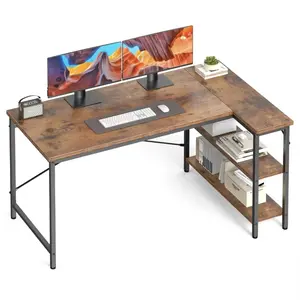 Ultimate Space Saver: 47" L-Shaped Computer Desk with Reversible Shelves - Corner Gaming Battle Station & Study Desk for Home Office, Dorm, Small Bedroom