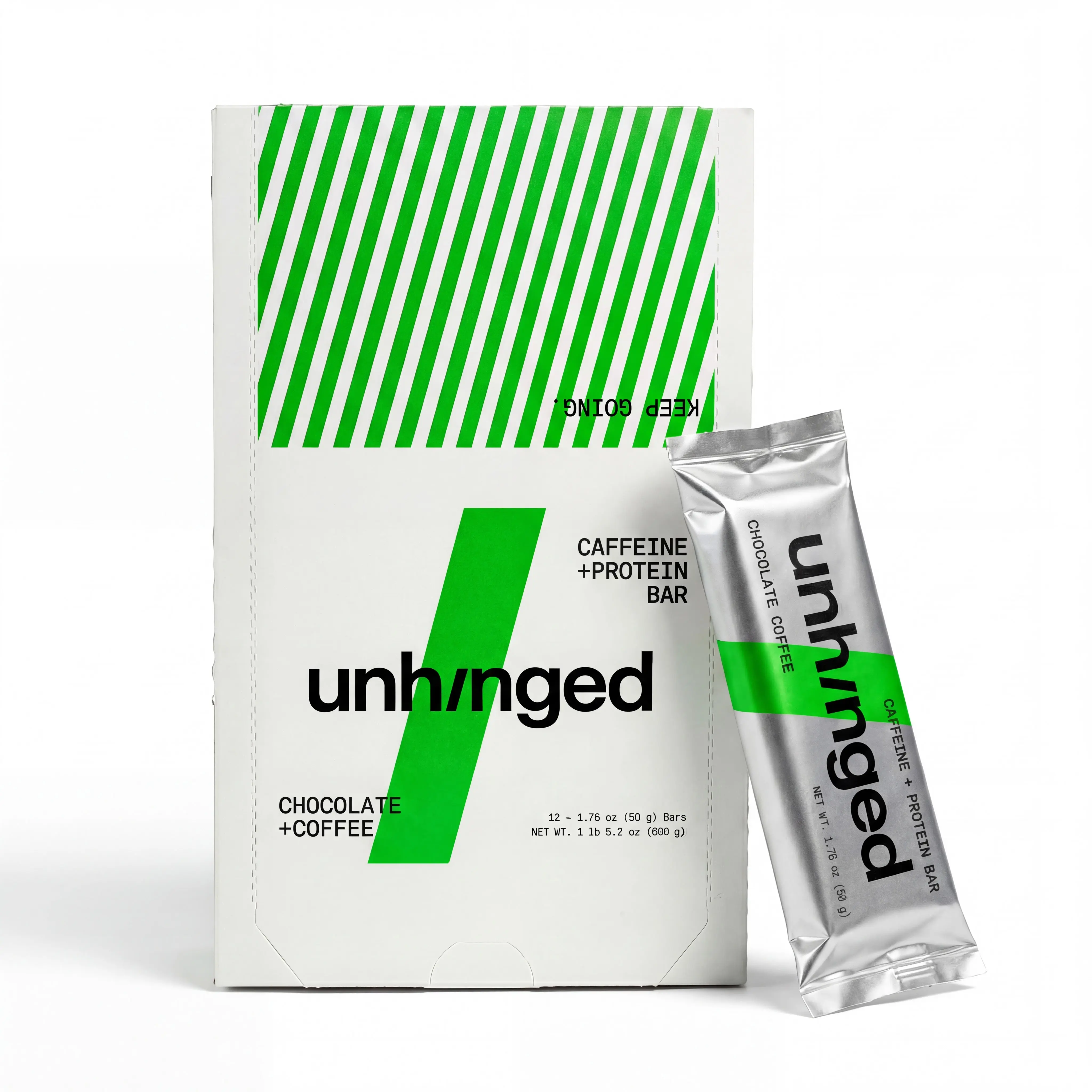 Unhinged Chocolate & Coffee Caffeinated Protein Bar, 11g Protein, 75mg Caffeine, 8g Fiber, 12 Count