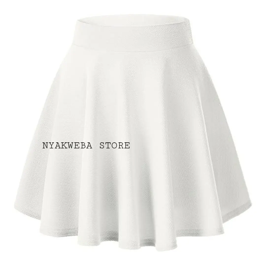 NYAKWEBA Women's Basic Stretchy Flared Skater Skirt – High Waisted Versatile A-Line Casual Mini Skirt for School, Party & Daily Wear