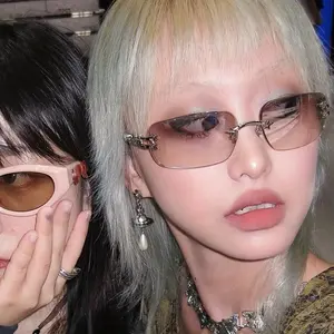 Y2K Frameless Concave Bow Glasses for Women, Five-Pointed Star Design with Metallic Accents, Lightweight Decorative Eyewear for Parties and Daily Outfits unisex square frame glass durable rectangle high negative Women's Oval Titanium Glasses