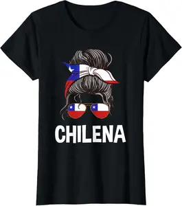 100%cotton Chilena - Chilean Girl Chile Flag Chilean Women Sunglasses T-Shirt Graphic Top