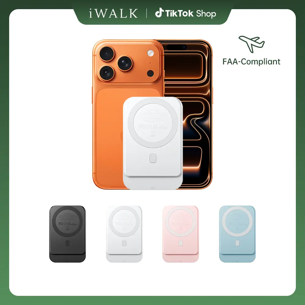 iWALK Slim Wireless Portable Charger - 5000mAh 18W PD Power Bank with LED Display, Sync, USB Cable, Digital Charging, Magnetic Phone Charger for iPhone 17/16/15/14/13/12 Series Travel Devices summerwins,summerwins Connector Chargeable,back to school tikto