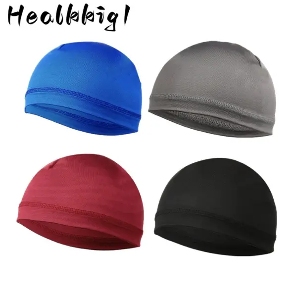 4 Pcs Skull Caps for Men Women Breathable Polyester Beanie Multifunctional Skull Caps 2026 Summer Sportive Beanie Thin Sleep Hat Night Running Cap Helmet Liner for Cycling Gym