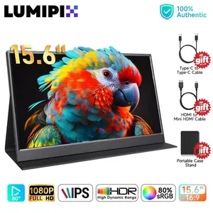 LUMIPIX Portable Monitor 15.6" FHD 1080P IPS 60HZ  External Monitor, USB-C & HDMI Second Screen for Laptop, Mac, PC, Phone, PS5, Xbox & Switch, Ultra-Slim Gaming Monitor with Smart Cover & Speakers