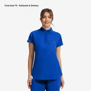 Kitmaz Lightweight Oversized Scrub Top Relaxed Fit Breathable Modern Workwear