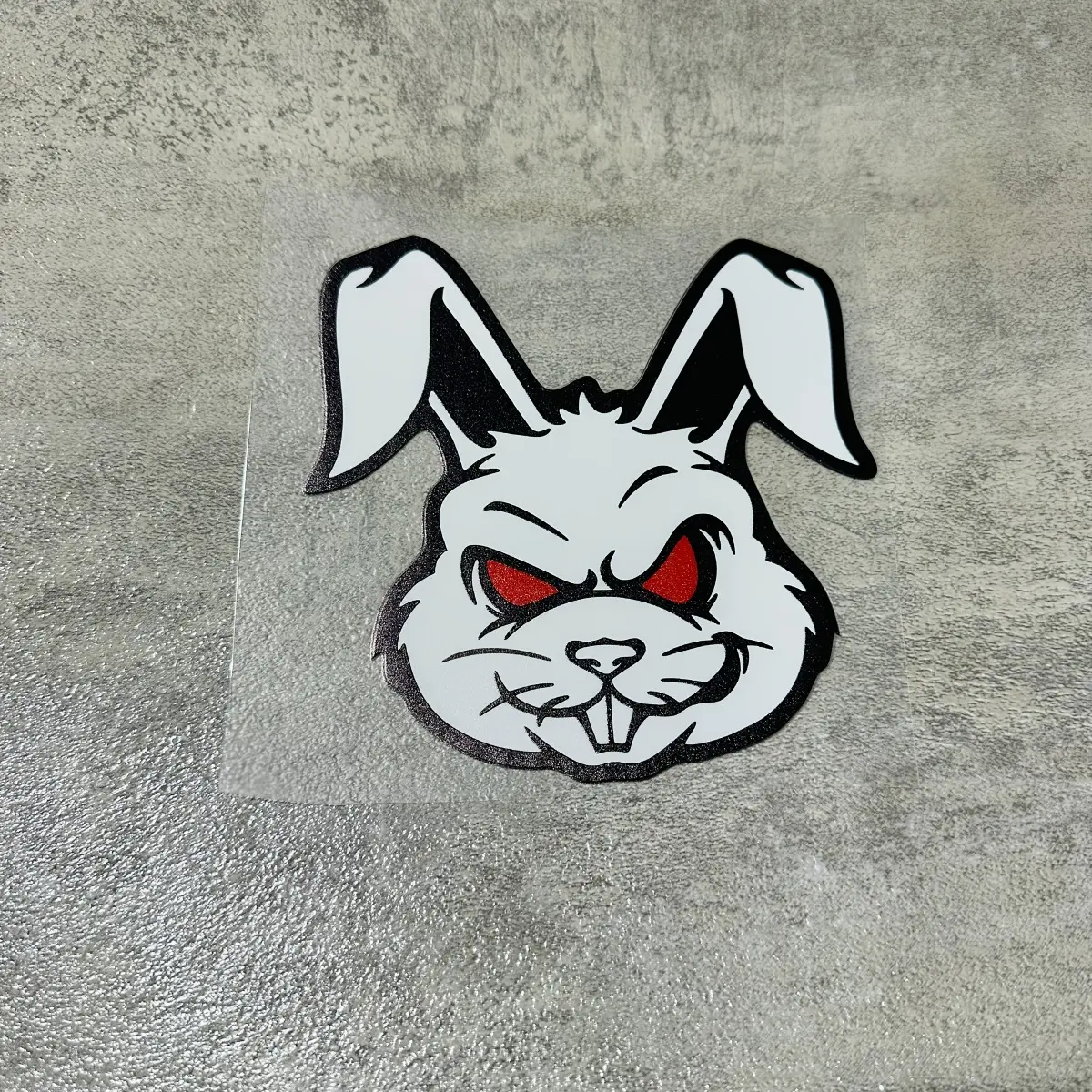 1 Evil Bunny Motorcycle Sticker - Waterproof Vinyl Graphic Decal with Aggressive Glowing Red Eyes and Gradient Rainbow Design, Suitable for Motorcycles, E-bikes, Cars, Laptops, Helmets - Durable, High-Quality Printing, Car Decoration