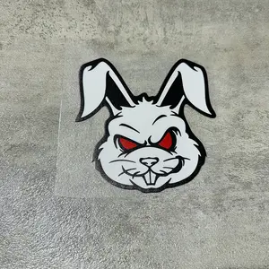 1 Evil Bunny Motorcycle Sticker - Waterproof Vinyl Graphic Decal with Aggressive Glowing Red Eyes and Gradient Rainbow Design, Suitable for Motorcycles, E-bikes, Cars, Laptops, Helmets - Durable, High-Quality Printing, Car Decoration