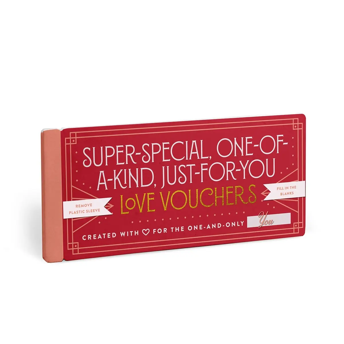 Knock Knock Personalizable Fill-In Love Coupon Booklet - Vertical Metallic Paper Card Set, 15 Fill-In Coupons, Office Stationery Treats for Couples, Fill In The Blanks