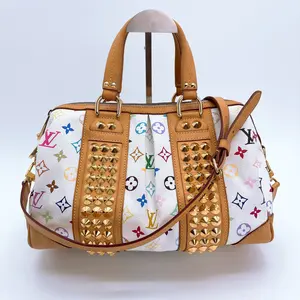 Pre-owned Louis Vuitton canvas Crossbody Bags Monogram Multicolor Courtney MM White